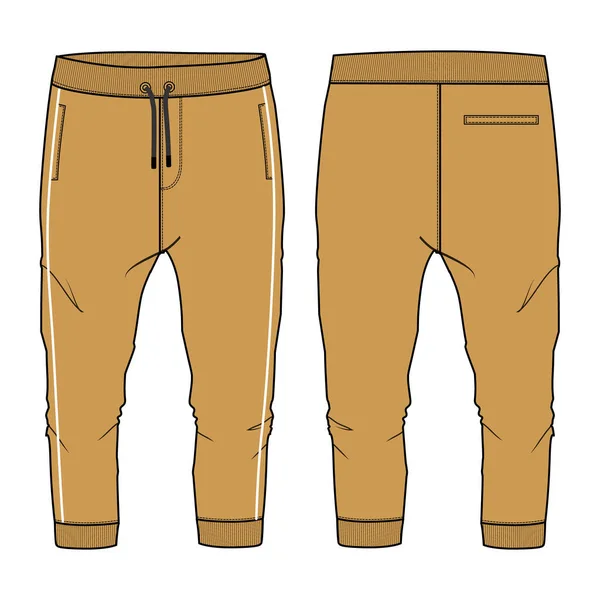 Pantalones Sudor Básicos Vistas Frontal Trasera Ilustración Vectorial Pantalones Jogger — Vector de stock