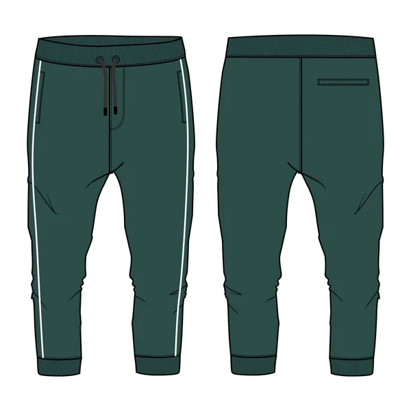 Pantalones Sudor Básicos Vistas Frontal Trasera Ilustración Vectorial Pantalones Jogger — Vector de stock