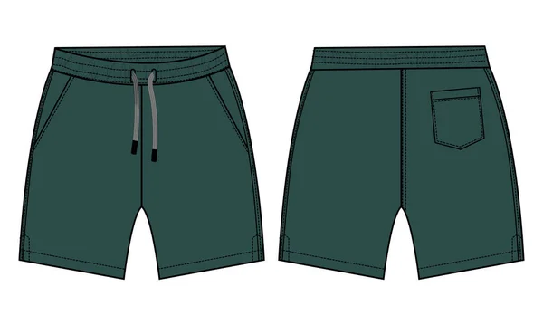 Boys Sweat Shorts Διάνυσμα Μόδας Επίπεδη Σκίτσο Πρότυπο Young Men — Διανυσματικό Αρχείο