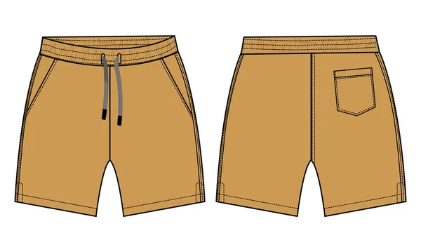 Jongens Sweat Shorts Vector Mode Platte Schets Sjabloon Jonge Mannen — Stockvector