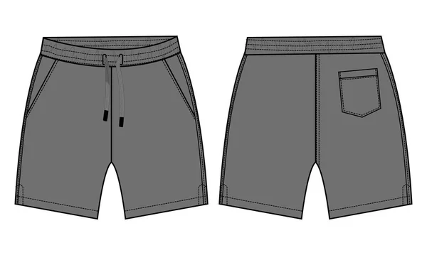 Ragazzi Pantaloncini Sudore Vettore Moda Piatto Modello Schizzo Giovani Uomini — Vettoriale Stock