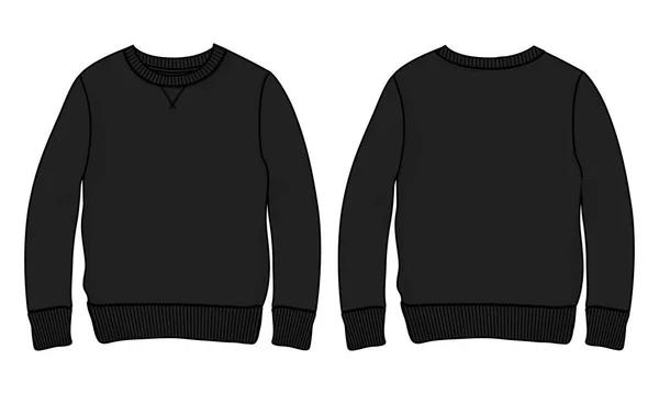 Langärmeliges Sweatshirt Vorder Und Rückansicht Jersey Pullover Für Männer Und — Stockvektor