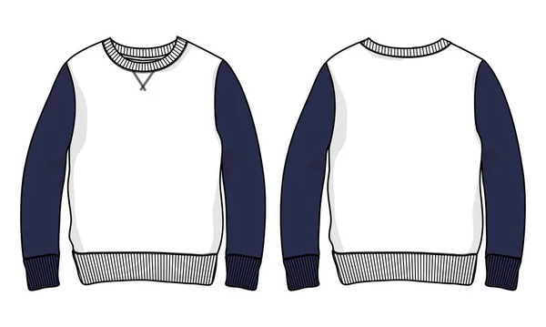 Langärmeliges Sweatshirt Vorder Und Rückansicht Jersey Pullover Für Männer Und — Stockvektor