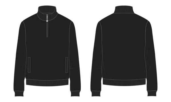 Long Sleeve Short Zip Polar Jacket Overall Technical Fashion Płaski — Wektor stockowy