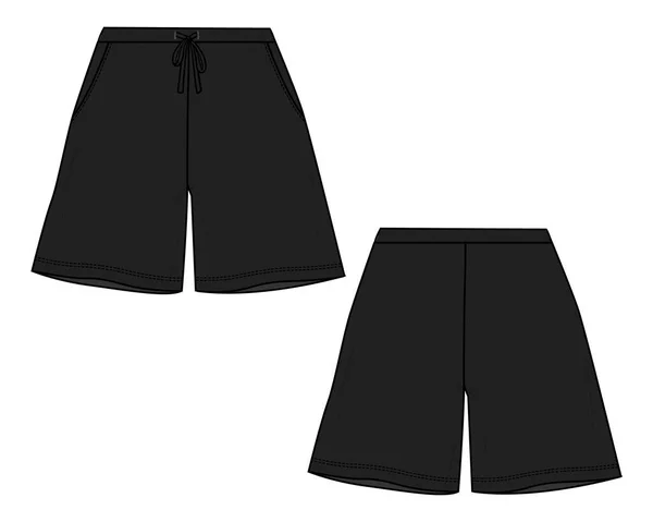 Pojkar Sweat Shorts Byxa Mode Lägenheter Vektor Illustration Färgmall Fram — Stock vektor