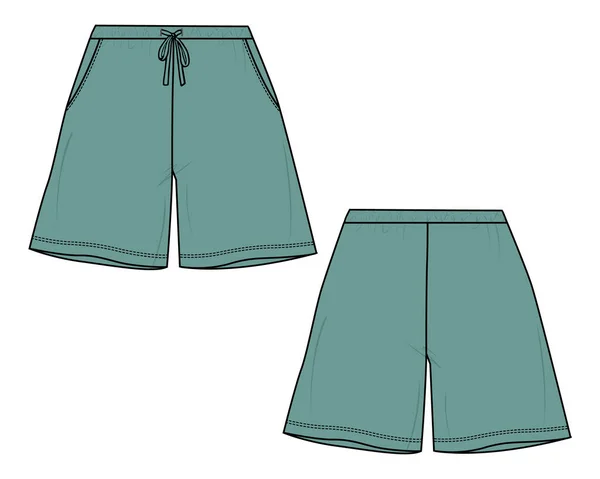 Jungen Sweat Shorts Hose Mode Flache Vektor Illustration Farbvorlage Vorder — Stockvektor