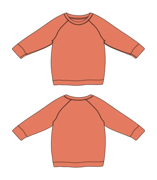 Langarm Sweatshirt Overall Technische Mode Flache Skizze Vektorillustration Vorlage Für — Stockvektor