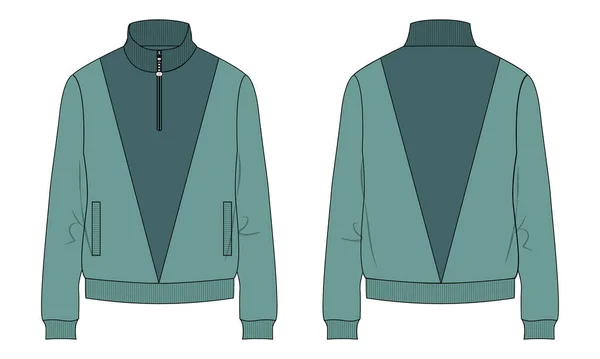 Manche Longue Bicolore Avec Veste Polaire Courte Zip Mode Technique — Image vectorielle