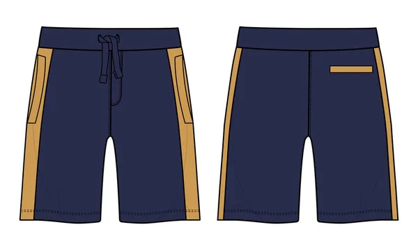 Pantaloncini Sudore Pantalone Moda Tecnica Schizzo Piatto Vettoriale Illustrazione Vista — Vettoriale Stock