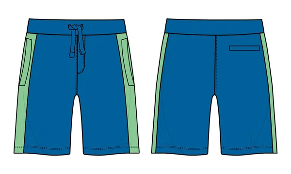Pantaloncini Sudore Pantalone Moda Tecnica Schizzo Piatto Vettoriale Illustrazione Vista — Vettoriale Stock