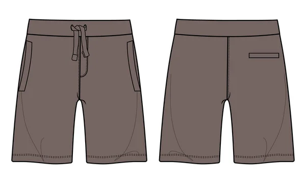Sweat Shorts Hose Technische Mode Flache Skizze Vektor Illustration Vorder — Stockvektor