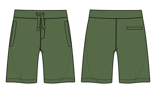 Sweat Shorts Pantalon Technique Mode Plat Croquis Vectoriel Illustration Vue — Image vectorielle