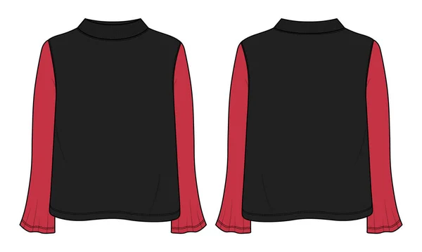 Large Manches Longues Avec Col Haut Shirt Tops Pour Dames — Image vectorielle