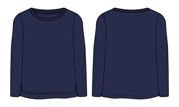 Long Sleeve Sweatshirt Front Back Views Jersey Sweater Men Boys — Stock Vector