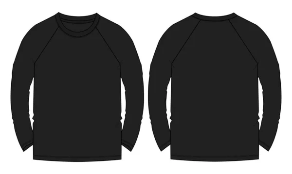 슬리브 베이직 티셔츠 전반적 기술적 스케치 일러스트레이션 템플릿 기본적 디자인 — 스톡 벡터