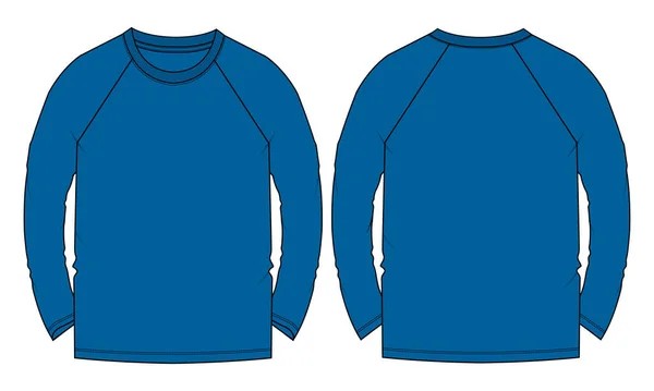 Langarm Basic Shirt Insgesamt Technische Mode Flache Skizze Vektor Illustration — Stockvektor