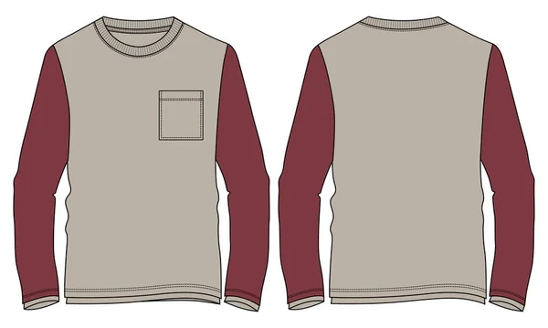 Dwa Ton Long Sleeve Shirt Ogólny Szkic Technicznych Moda Płaski — Wektor stockowy