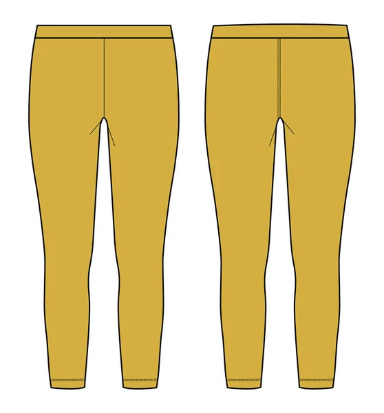 Pantalón Legging Para Mujer Técnica Moda Dibujo Plano Vector Ilustración — Archivo Imágenes Vectoriales