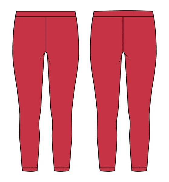 Pantalón Legging Para Mujer Técnica Moda Dibujo Plano Vector Ilustración — Vector de stock