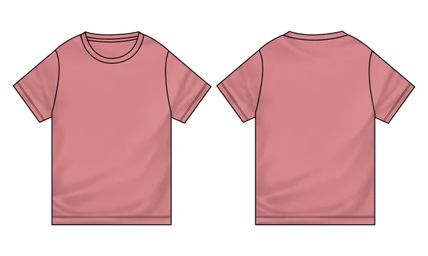 Camiseta Manga Corta Vector Ilustración Plantilla Vistas Frontal Trasera Aislado — Vector de stock