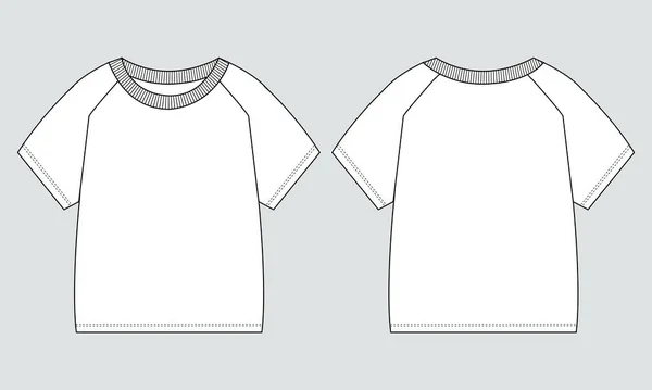 Základní Tee Košile Celkově Technické Módní Ploché Kreslení Šablony Vektorový — Stockový vektor