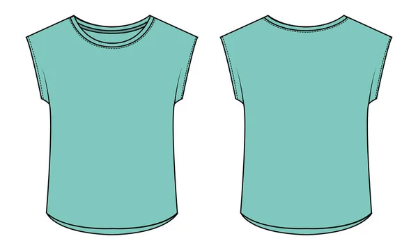 Moderno Elegante Camiseta Técnica Moda Dibujo Ilustración Con Clásico Cuello — Vector de stock