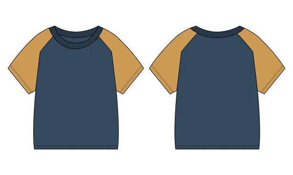 Camiseta Básica Modelo Desenho Plano Moda Técnica Geral Ilustração Vetorial — Vetor de Stock
