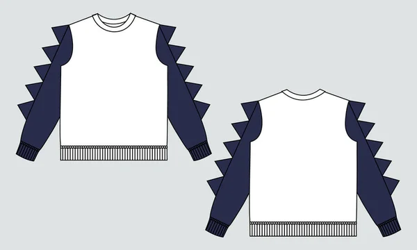 Sweatshirt Für Kinder Vektorillustrationsvorlage Vorder Und Rückansicht — Stockvektor