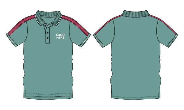 Poloshirt Met Korte Mouwen Voor Achteraanzichten — Stockvector