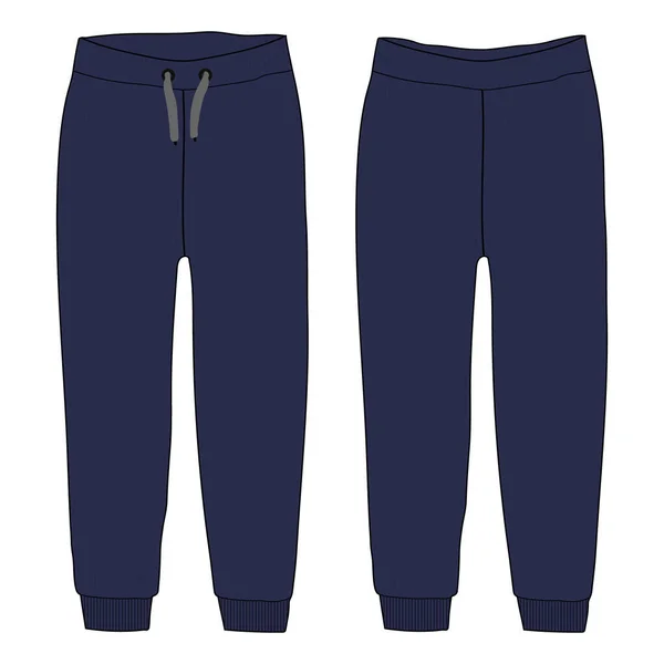 Dames Enfants Basic Fleece Sweat Pant Mode Plat Croquis Vecteur — Image vectorielle