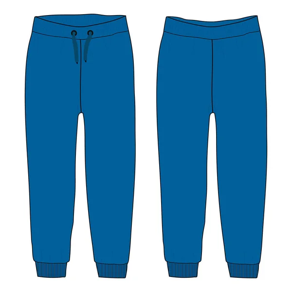 Ladies Kids Basic Fleece Sweat Pant Fashion Flat Sketch Vector — Vector de stock