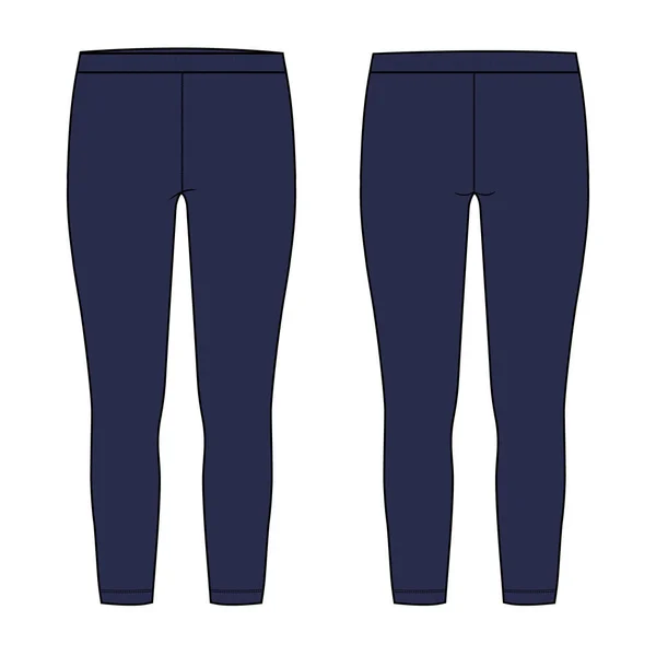 Pantalón Legging Para Mujer Técnica Moda Dibujo Plano Vector Ilustración — Archivo Imágenes Vectoriales