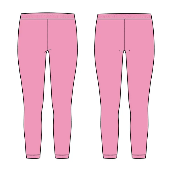 Pantalón Legging Para Mujer Técnica Moda Dibujo Plano Vector Ilustración — Vector de stock