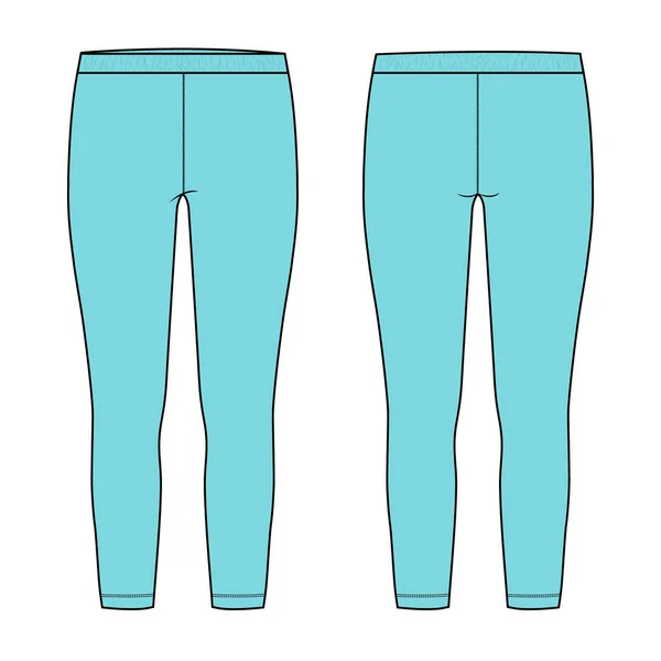 Women Legging Pant Technical Fashion Flat Sketch Vector Illustration Template — Stock Vector