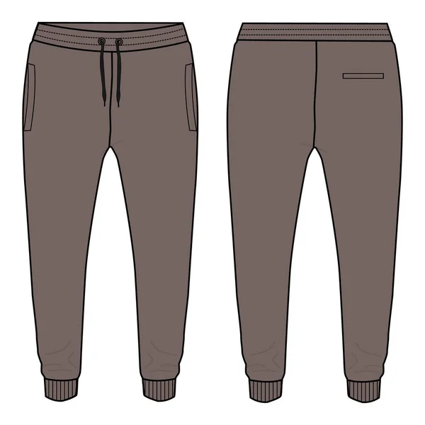 Pantalones Sudor Básicos Vistas Frontal Trasera Ilustración Vectorial Pantalones Jogger — Vector de stock