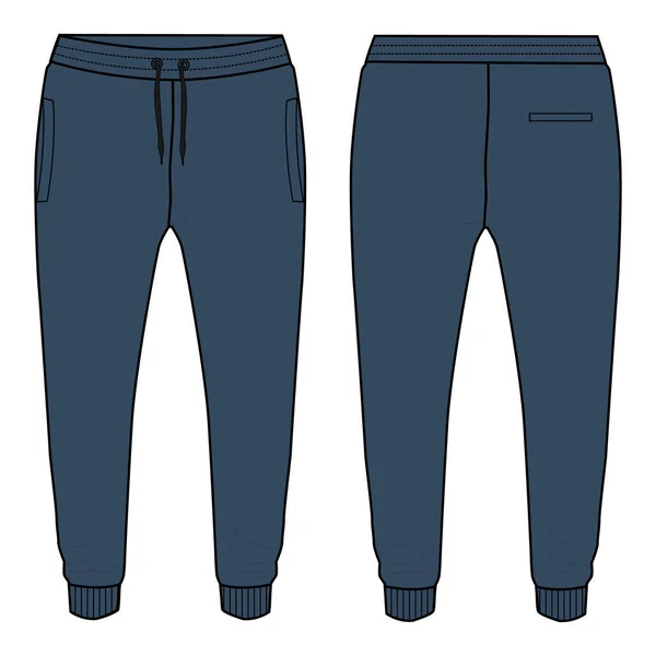 Basic Sweat Pants Front Back Views Vector Illustration Jogger Pants — Stock Vector