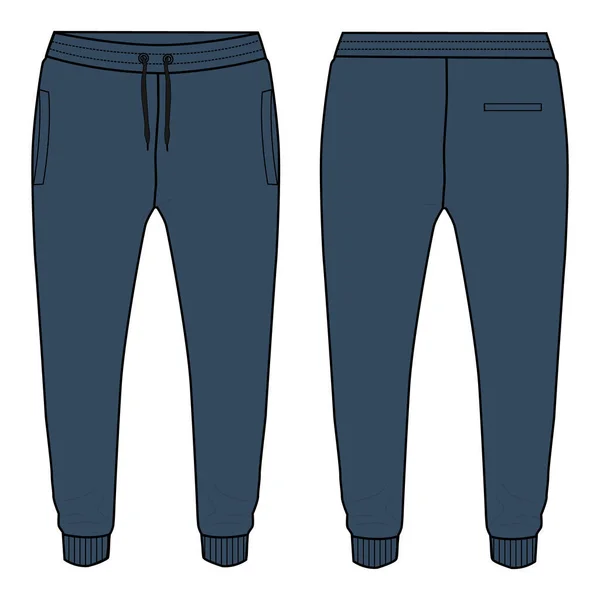 Basic Sweathose Vorder Und Rückansicht Vektor Illustration Von Jogginghosen Für — Stockvektor