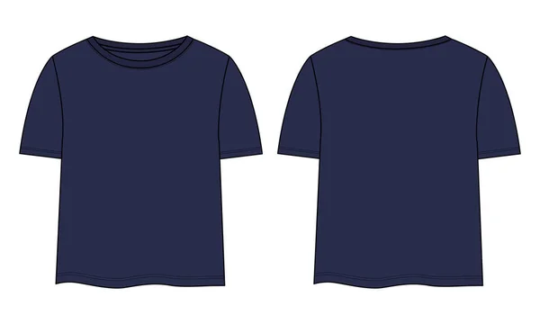 Koszulka Krótkim Rękawem Szablon Dla Dziewczynek Pań Bawełna Tkaniny Ubrania — Wektor stockowy