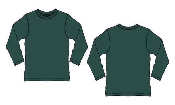 Long Sleeve Basic Shirt Technical Fashion Flat Sketch Vector Illustration — Stock Vector