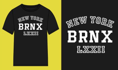 template of design for t-shirt with new york brnx lettering, vector illustration