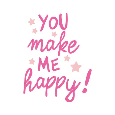stylish banner with you make me happy, vector illustration