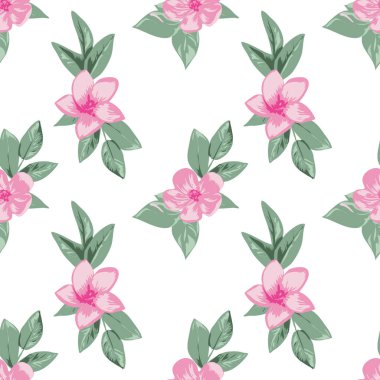 Çiçekli kusursuz desen, vektör illüstrasyonu