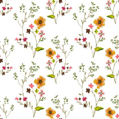 Çiçekli kusursuz desen, vektör illüstrasyonu