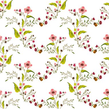 Çiçekli kusursuz desen, vektör illüstrasyonu