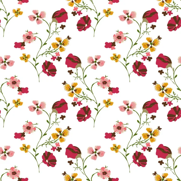 Çiçekli kusursuz desen, vektör illüstrasyonu