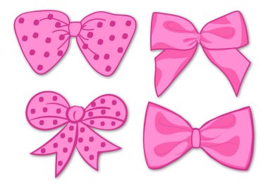 Beyaz arkaplanda pembe yay vektör çizimi