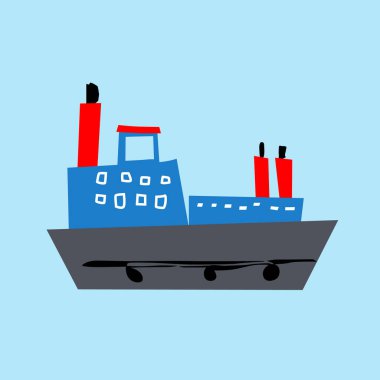 Gemi simgesi. Web tasarımı için kargo teknesi vektör simgelerinin düz çizimi