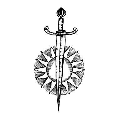 El çizimi soyut kılıç vektör çizimi beyaz arkaplanda izole edilmiş