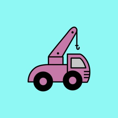 Kazı inşaat aracı düz stil vektör illüstrasyon grafikleri