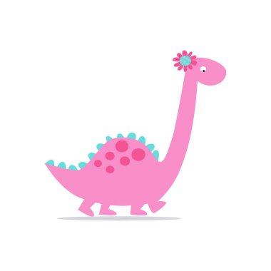 Yay vektör illüstrasyonlu şirin bir kız dinozor.